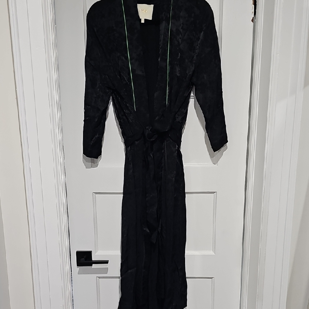 Maje Black Robe with Green Trim